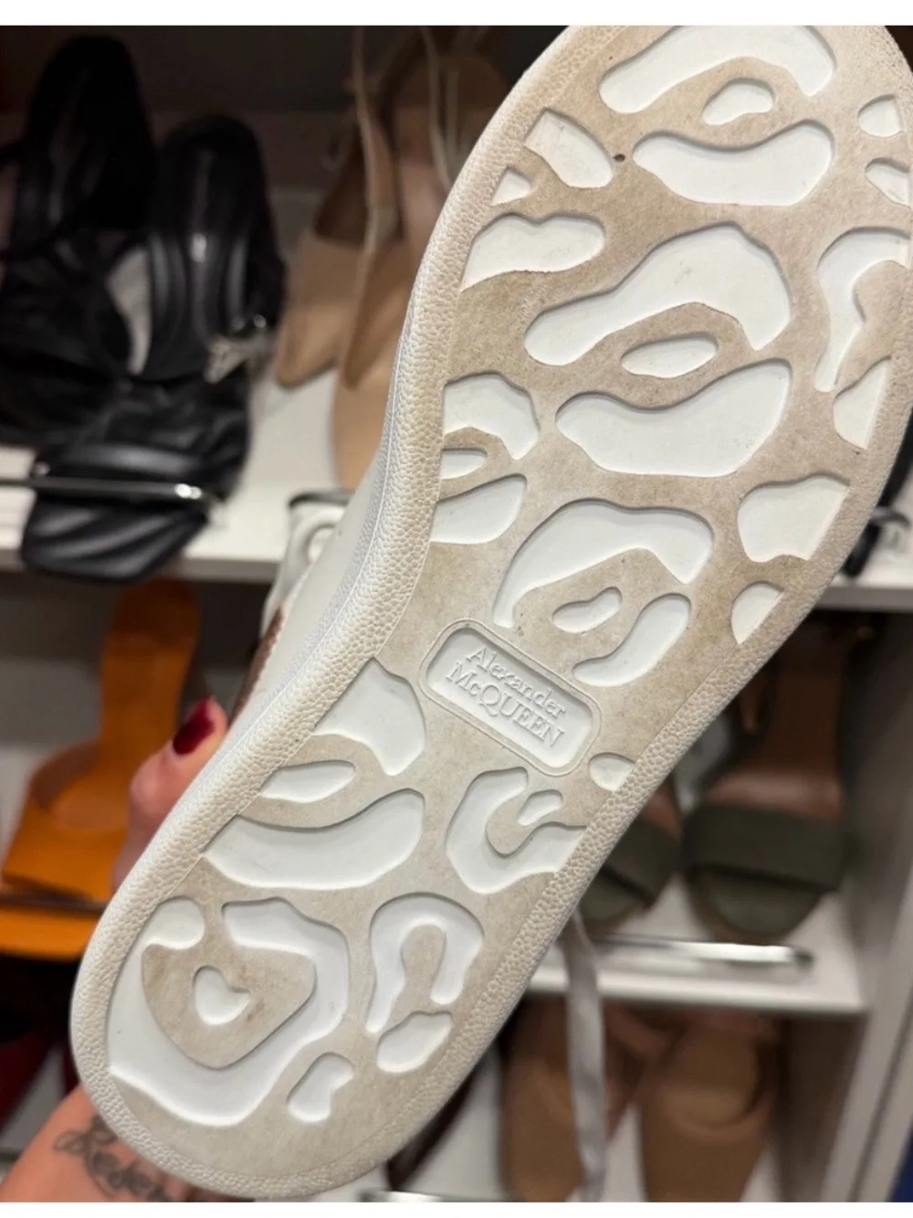 White Leather Platform Sneakers with Metallic Bronze Heel Accent